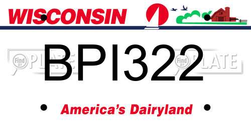 BPI322 Wisconsin License Plate