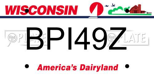 BPI49Z Wisconsin License Plate