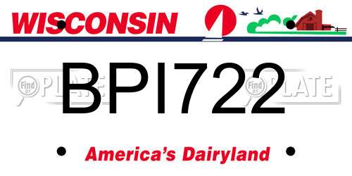 BPI722 Wisconsin License Plate
