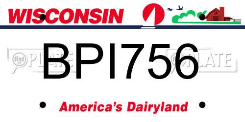 BPI756 Wisconsin License Plate