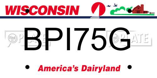 BPI75G Wisconsin License Plate