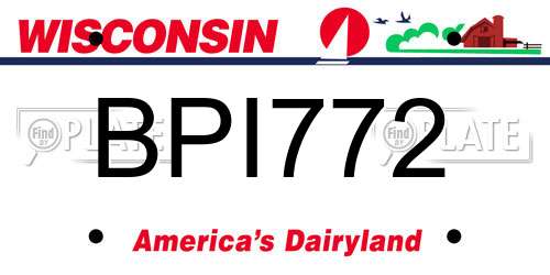 BPI772 Wisconsin License Plate