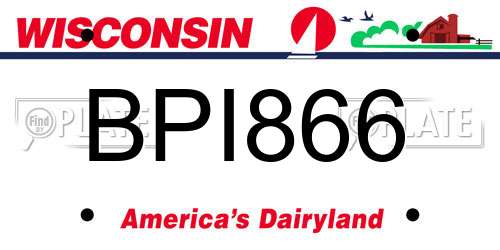 BPI866 Wisconsin License Plate