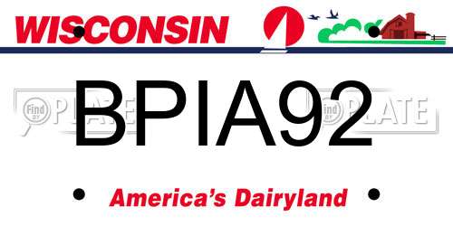 BPIA92 Wisconsin License Plate