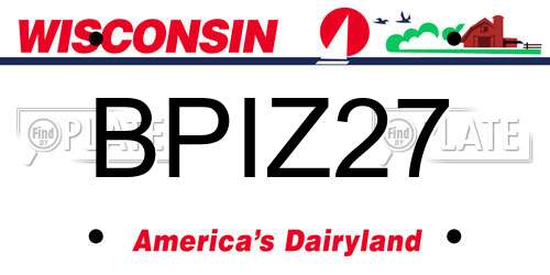 BPIZ27 Wisconsin License Plate