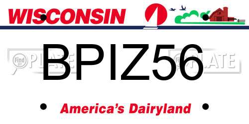 BPIZ56 Wisconsin License Plate