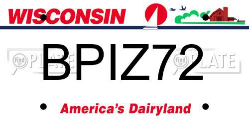 BPIZ72 Wisconsin License Plate