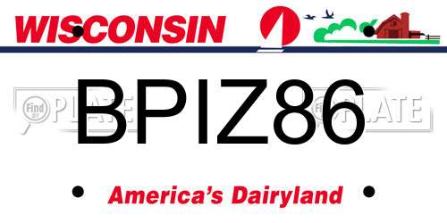 BPIZ86 Wisconsin License Plate