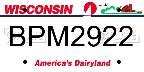 BPM2922 Wisconsin License Plate
