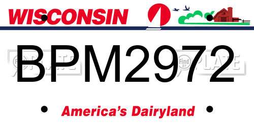 BPM2972 Wisconsin License Plate
