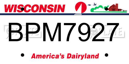 BPM7927 Wisconsin License Plate