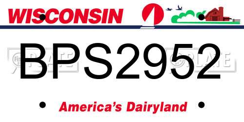 BPS2952 Wisconsin License Plate