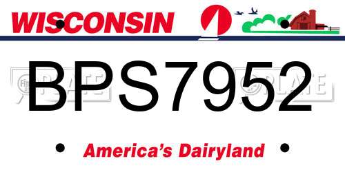 BPS7952 Wisconsin License Plate