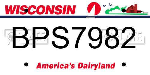BPS7982 Wisconsin License Plate