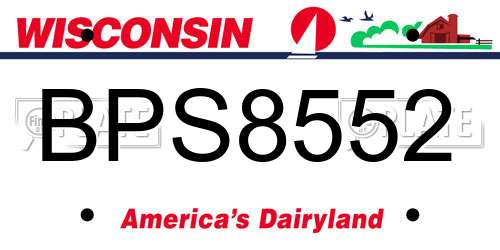 BPS8552 Wisconsin License Plate