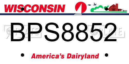 BPS8852 Wisconsin License Plate