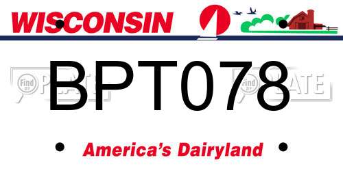 BPT078 Wisconsin License Plate