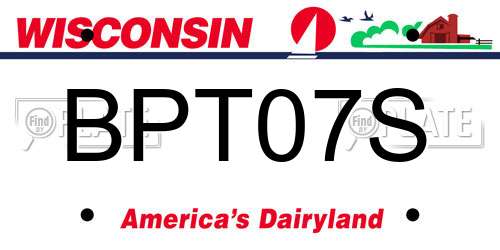 BPT07S Wisconsin License Plate