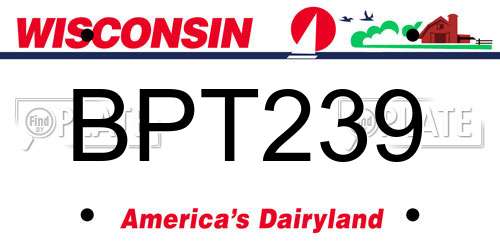 BPT239 Wisconsin License Plate