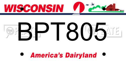 BPT805 Wisconsin License Plate