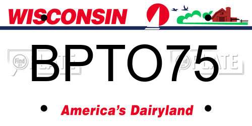 BPTO75 Wisconsin License Plate