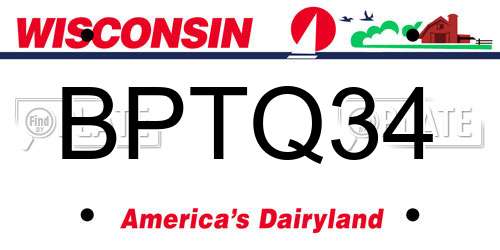 BPTQ34 Wisconsin License Plate