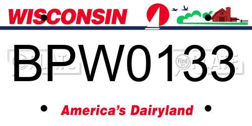 BPW0133 Wisconsin License Plate