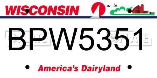 BPW5351 Wisconsin License Plate