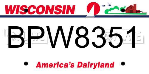BPW8351 Wisconsin License Plate