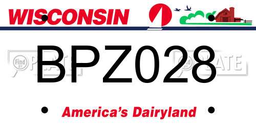 BPZ028 Wisconsin License Plate