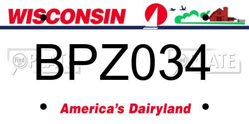 BPZ034 Wisconsin License Plate
