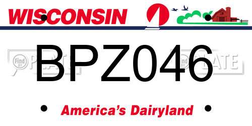 BPZ046 Wisconsin License Plate