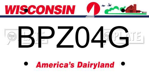 BPZ04G Wisconsin License Plate