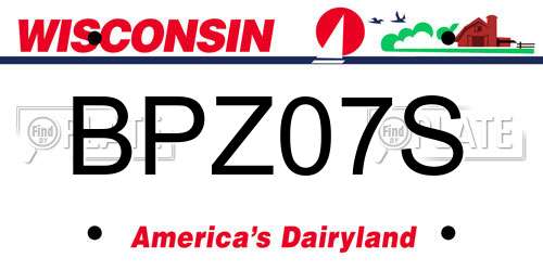 BPZ07S Wisconsin License Plate