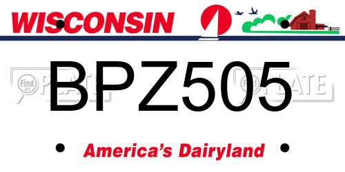 BPZ505 Wisconsin License Plate