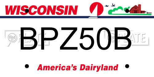 BPZ50B Wisconsin License Plate