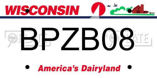 BPZB08 Wisconsin License Plate