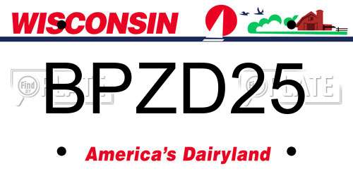 BPZD25 Wisconsin License Plate