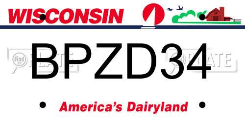BPZD34 Wisconsin License Plate