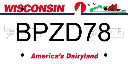 BPZD78 Wisconsin License Plate