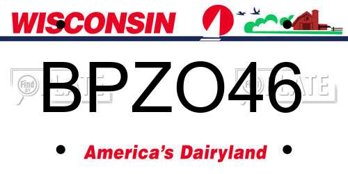 BPZO46 Wisconsin License Plate