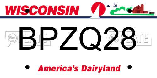 BPZQ28 Wisconsin License Plate