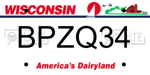 BPZQ34 Wisconsin License Plate