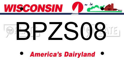 BPZS08 Wisconsin License Plate