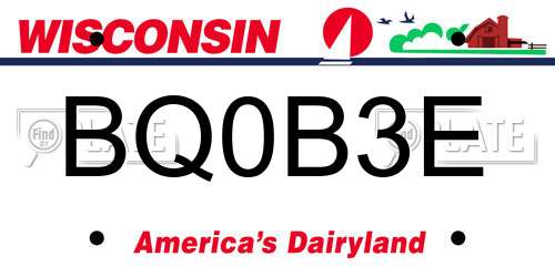 BQ0B3E Wisconsin License Plate