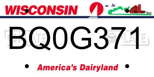BQ0G371 Wisconsin License Plate