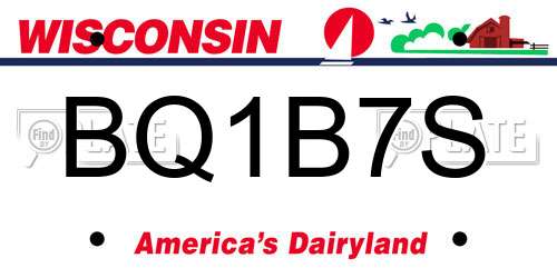 BQ1B7S Wisconsin License Plate