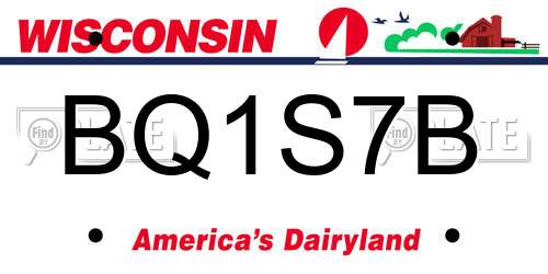 BQ1S7B Wisconsin License Plate