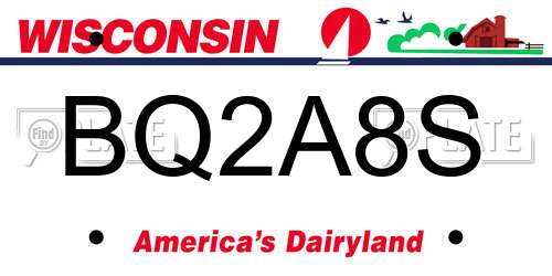 BQ2A8S Wisconsin License Plate