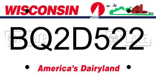 BQ2D522 Wisconsin License Plate